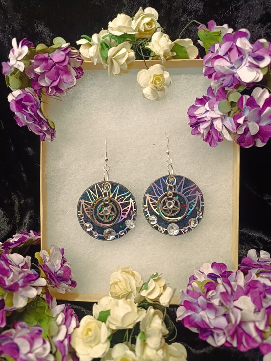 Unique black round Earrings