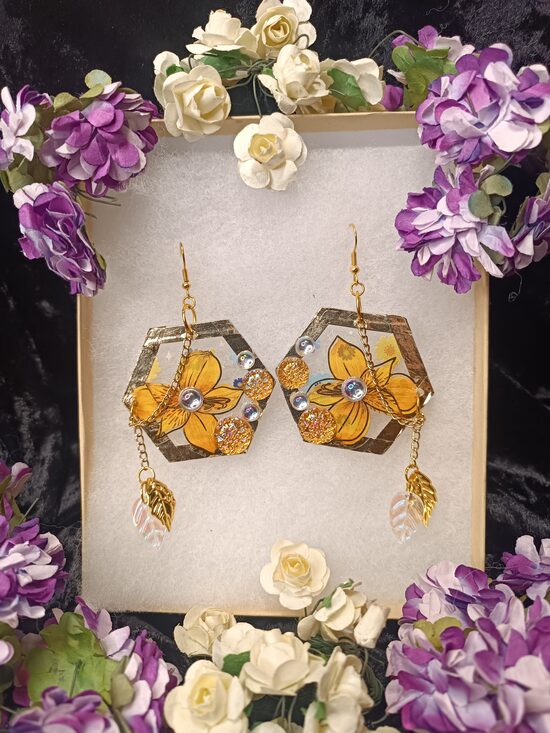 Unique floral Acrylic Earrings