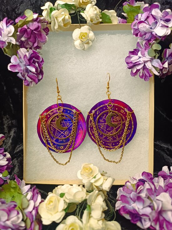 Unique celestial magenta Earrings
