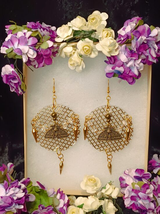 Unique gold grid Earrings