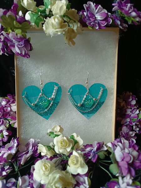 Unique turquoise Heart Earrings