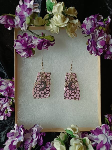 Unique rosé/green Freeform Earrings