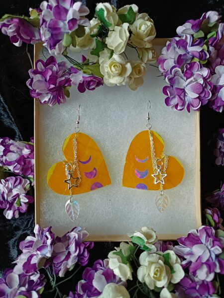 Unique warm yellow Heart Earrings